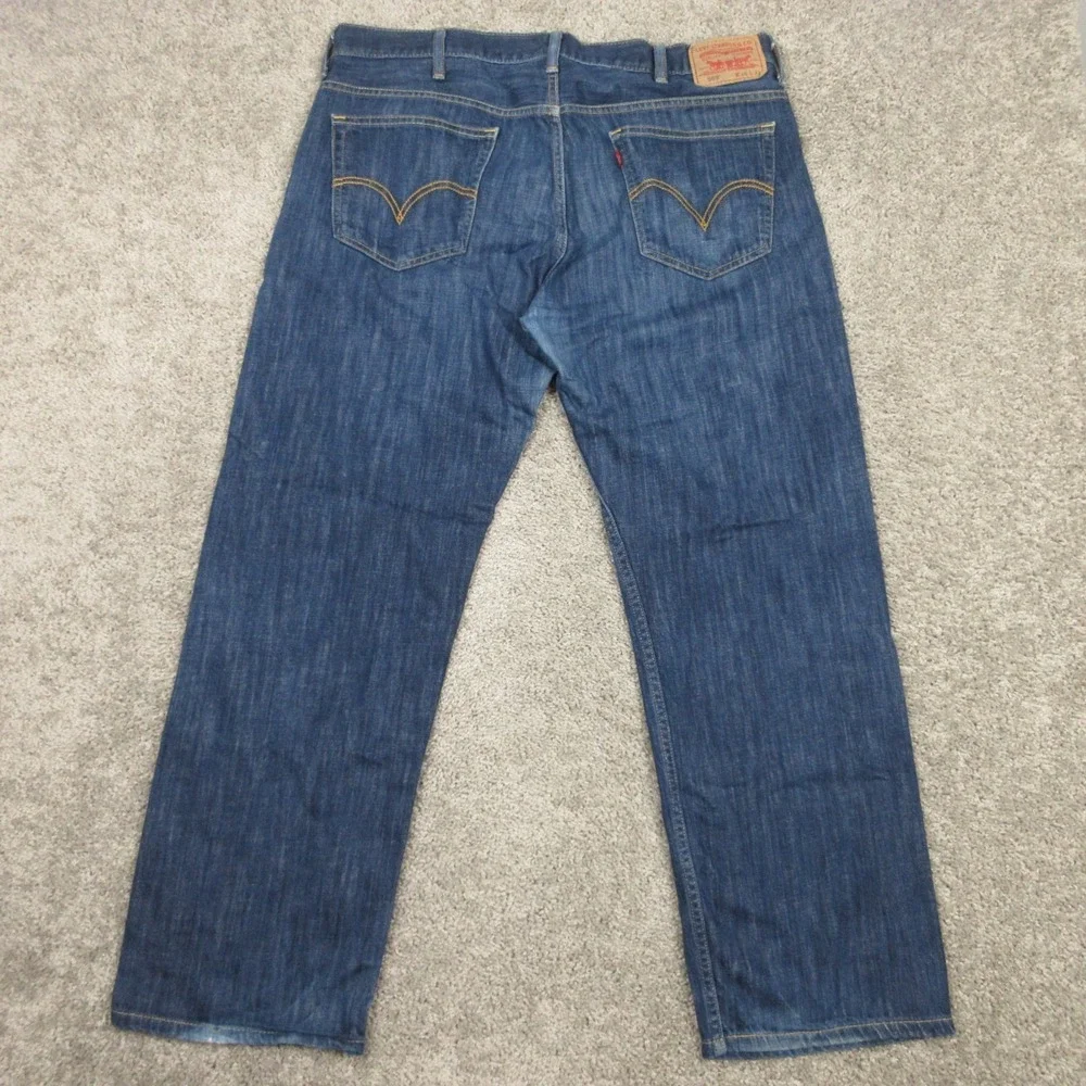 Levis Jeans Mens 38x32 Blue 569 Loose Straight Baggy Faded Stone Wash Denim Pant